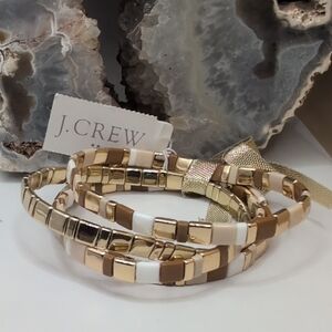 J. Crew Gold and Cream Geometric Bracelet Set